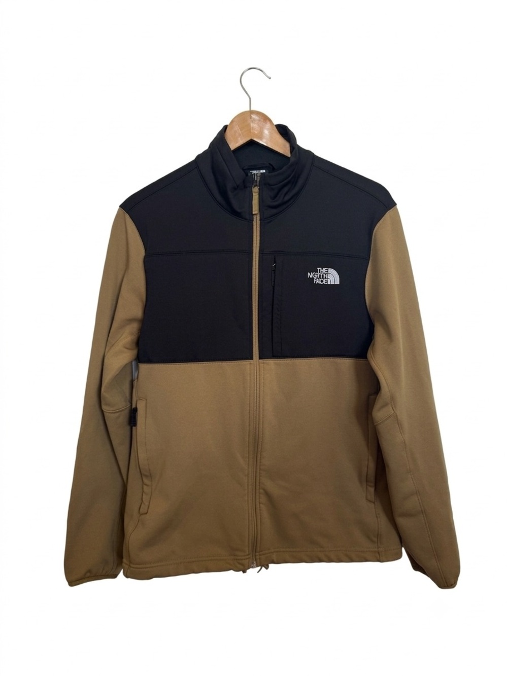 The North Face Men's Full Zip Softshell Fleece Jacket Brown Black Size M Regular